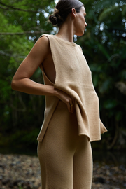 women's knitwear, beige, clothing, loungewear, open sides, vintage inspired, sustainable