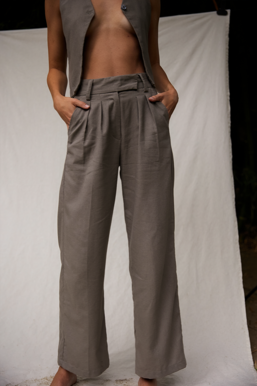 Women's linen & cotton grey trousers, Ryder Pant women's clothing sustainable, conscious